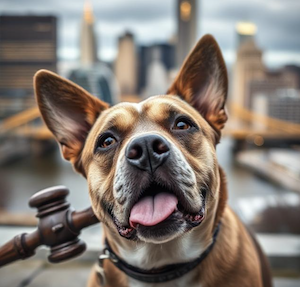 Pet in front of the "City of Bridges"