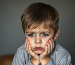 A young person looking scared and worried 