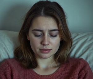 A mother is sad, suffering shock