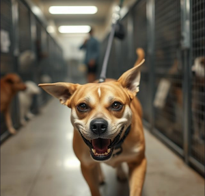 A pet being walked through an animal shelter, did the victim get too close? 