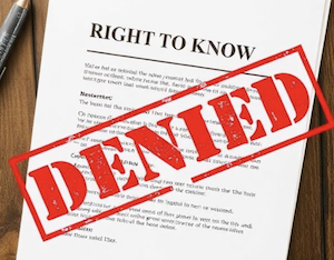 A RTK request printed on paper and stamped "denied" 