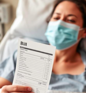A person holding a medical bill or invoice for treatment expenses 